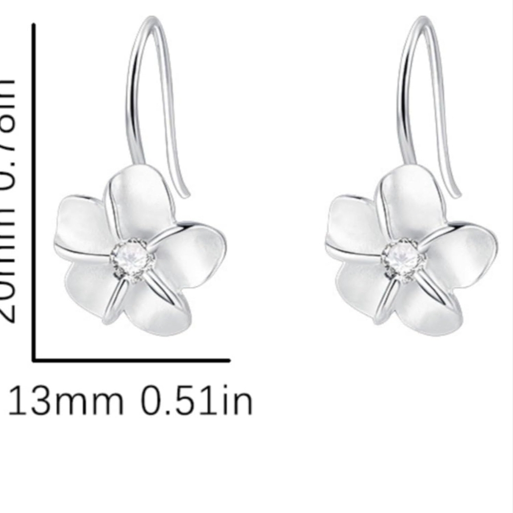925 Sterling Silver Plumeria Earrings - Picture 4 of 4
